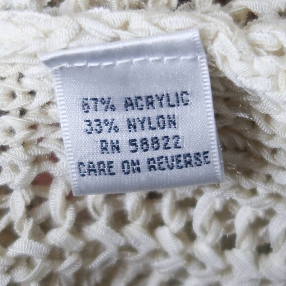 Max Studio Womens Knit Top 2X Beige Cream Keyhole Boho Fringe Resort Festival - Picture 6 of 12